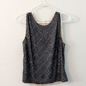 Papell Boutique Black and Silver Sleeveless Blouse